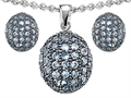 Original Star K™ Simulated Aquamarine Oval Puffed Pendant Box Set with matching earrings
