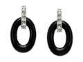 Original Star K™ Simulated Black Onyx Hanging Hoop Earrings