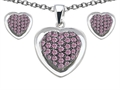 Original Star K™ Created Pink Sapphire Heart Shape Love Pendant Box Set with matching earrings