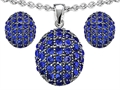 Original Star K™ Created Sapphire Oval Puffed Pendant Box Set with matching earrings