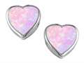 Original Star K™ 7mm Heart Shape Created Pink Opal Heart Earring Studs