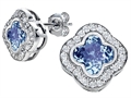 Original Star K™ Clover Earring Studs with 8mm Clover Cut Simulated Aquamarine