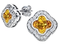 Original Star K™ Clover Earring Studs with 8mm Clover Cut Simulated Citrine
