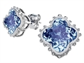 Original Star K™ Clover Earring Studs with 8mm Clover Cut Simulated Aquamarine