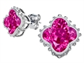 Original Star K™ Clover Earring Studs with 8mm Clover Cut Created Pink Sapphire
