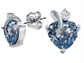 Original Star K™ 8mm Heart Shape Simulated Aquamarine Heart Earrings