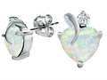 Original Star K™ 8mm Heart Shape Created Opal Heart Earrings