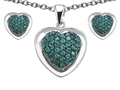 Original Star K™ Simulated Emerald Heart Shape Love Pendant Box Set with matching earrings