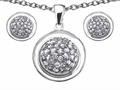 Original Star K™ Cubic Zirconia Round Puffed Pendant Box Set with matching earrings