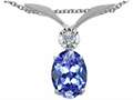 Tommaso Design™ Oval 7x5mm Genuine Tanzanite and Diamond Pendant