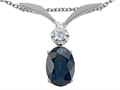 Tommaso Design™ Genuine Sapphire Oval 7x5mm and Diamond Pendant