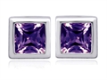 Original Star K™ 7mm Square Cut Simulated Alexandrite Earring Studs