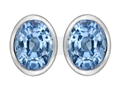 Original Star K™ 8x6mm Oval Simulated Aquamarine Earring Studs
