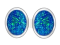 Original Star K™ 8x6mm Oval Created Blue Opal Earring Studs