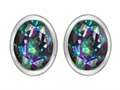 Original Star K™ 8x6mm Oval Mystic Rainbow Topaz Earring Studs