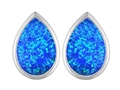 Original Star K™ 9x6mm Pear Shape Created Blue Opal Earring Studs