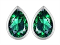Original Star K™ 9x6mm Pear Shape Simulated Emerald Earring Studs