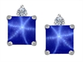 Original Star K™ 7mm Square Cut Created Star Sapphire Earring Studs