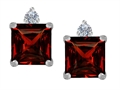 Original Star K™ 7mm Square Cut Genuine Garnet Earring Studs