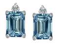 Original Star K™ 8x6mm Emerald Octagon Cut Simulated Aquamarine Earring Studs