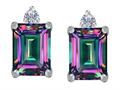 Original Star K™ 8x6mm Emerald Octagon Cut Rainbow Mystic Topaz Earring Studs