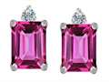 Original Star K™ 8x6mm Emerald Octagon Cut Created Pink Sapphire Earring Studs