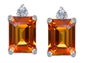Original Star K™ 8x6mm Emerald Octagon Cut Simulated Orange Mexican Fire Opal Earring Studs