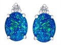 Original Star K™ 8x6mm Oval Created Blue Opal Earring Studs