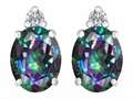 Original Star K™ 8x6mm Oval Rainbow Mystic Topaz Earring Studs