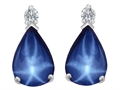 Original Star K™ 9x6mm Pear Shape Created Star Sapphire Earring Studs