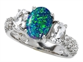 Original Star K™ 9x7mm Oval Created Blue Opal Engagement Ring