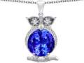 Original Star K™ Large 10mm Round Simulated Tanzanite Good Luck Owl Pendant