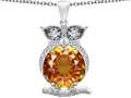 Original Star K™ Large 10mm Round Simulated Imperial Yellow Topaz Good Luck Owl Pendant