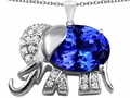 Original Star K™ Large 12x10mm Oval Simulated Tanzanite Good Luck Elephant Pendant