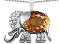 Original Star K™ Large 12x10mm Oval Simulated Imperial Yellow Topaz Good Luck Elephant Pendant