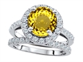 Original Star K™ 8mm Round Simulated Citrine Engagement Wedding Set