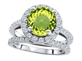 Original Star K™ 8mm Round Simulated Peridot Engagement Wedding Set