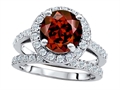 Original Star K™ 8mm Round Simulated Garnet Engagement Wedding Set
