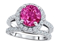 Original Star K™ 8mm Round Created Pink Sapphire Engagement Wedding Set