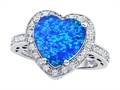 Original Star K™ Large 10mm Heart Shape Created Blue Opal Engagement Wedding Ring