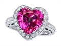 Original Star K™ Large 10mm Heart Shape Created Pink Sapphire Engagement Wedding Ring