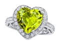 Original Star K™ Large 10mm Heart Shape Simulated Peridot Engagement Wedding Ring