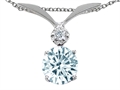 Tommaso Design™ Round 7mm Genuine Aquamarine and Diamond Pendant