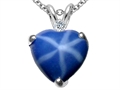 Tommaso Design™ 8mm Heart Shape Created Star Sapphire and Genuine Diamond Heart Pendant