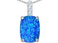 Original Star K™ Large 14x10mm Cushion Cut Created Blue Opal Pendant