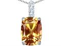 Original Star K™ Large 14x10mm Cushion Cut Simulated Imperial Yellow Topaz Pendant