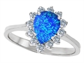 Original Star K™ 8x6mm Pear Shape Created Blue Opal Engagement Ring
