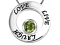 Original Star K™ Live/Love/Laugh Circle of Life Pendant with Round 7mm Simulated Green Tourmaline