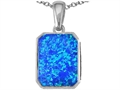 Original Star K™ Emerald Cut 10x8mm Created Blue Opal Pendant