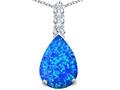 Original Star K™ Large 14x10mm Pear Shape Created Blue Opal Pendant